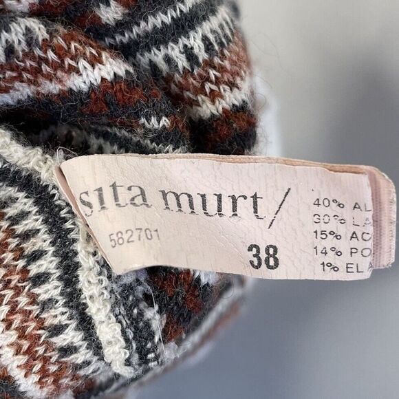 SITA MURT Sweater Womens 38 US 6 Brown Mixed Stripe Pullover Cotton Wool Blend - Picture 10 of 13